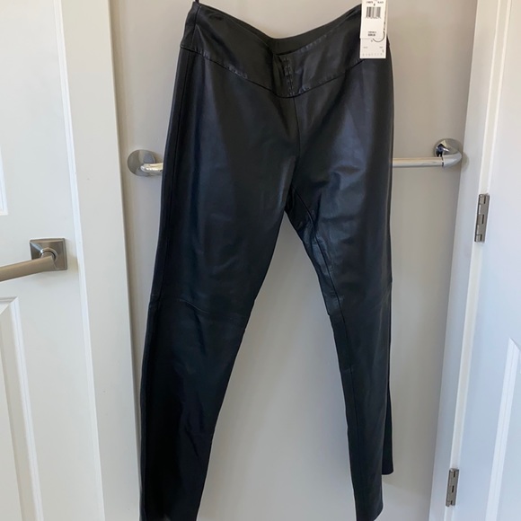 Y2K New VAKKO Vintage  Black leather pants NWT size 8 - Picture 2 of 9